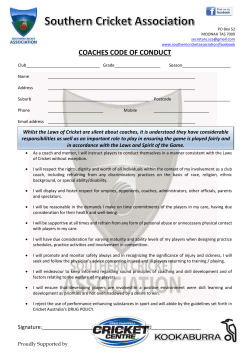 Coaches Code of Conduct Form - Kookaburra Southern Cricket