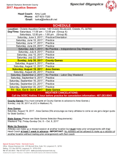 2017 Oviedo Swimming Schedule
