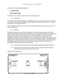 RULES OF PLAY AND PLAYING SEASON 1. Rules of Play