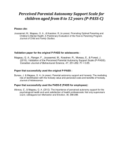 Perceived Parental Autonomy Support Scale for children aged from