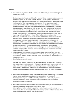 Response 1. How can sport play a more effective role as part of the