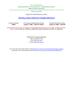 State of Washington`s Request For Proposal (RFP) for Translation