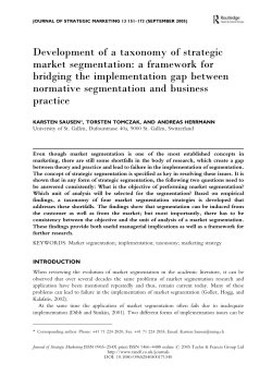 Development of a taxonomy of strategic market
