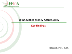 EFInA Mobile Money Agent Survey Key Findings