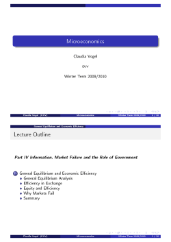 Microeconomics Lecture Outline