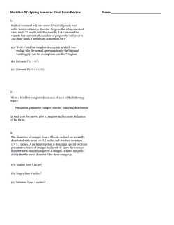 Statistics DC: Spring Semester Final Exam Review Name: 1. 2. 3. 4