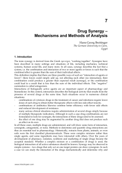 Drug Synergy &ndash; Mechanisms and Methods of Analysis