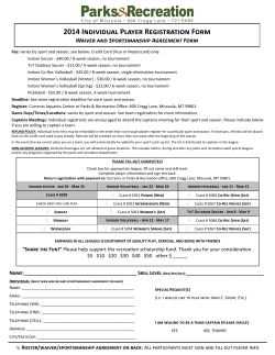 2014 Individual Player Registration Form