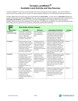 Terradex LandWatchTM Available Land Activity and Use Sources