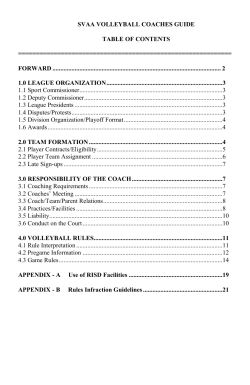 SVAA VOLLEYBALL COACHES GUIDE TABLE OF CONTENTS