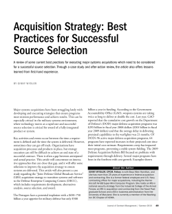 Acquisition Strategy: Best Practices for Successful Source Selection