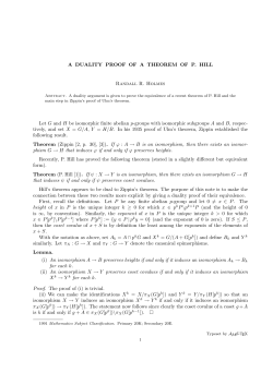 A DUALITY PROOF OF A THEOREM OF P. HILL Randall R. Holmes