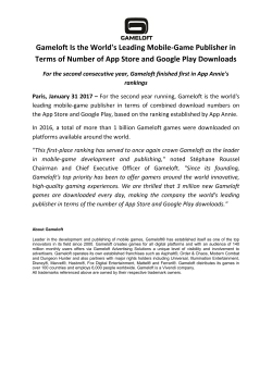 Gameloft Is the World`s Leading Mobile-Game Publisher in