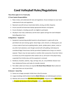 Coed Volleyball Rules/Regulations - Danville Parks and Recreation