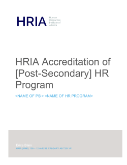 HRIA Accreditation of [Post-Secondary] HR Program