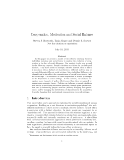 Cooperation, Motivation and Social Balance
