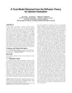 A Trust Model Stemmed from the Diffusion Theory for Opinion