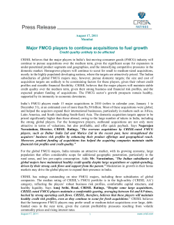 Major FMCG players to continue acquisitions to fuel growth