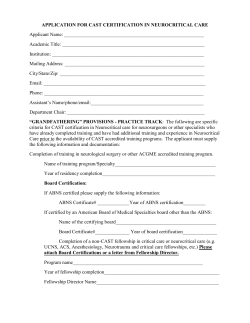 APPLICATION FOR CAST CERTIFICATION IN NEUROCRITICAL