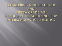 HPETA Grade 7 and 8 Participation Guidelines