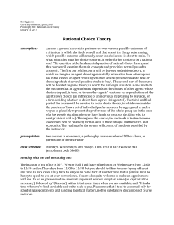 Rational Choice Theory, Spring 2017 &ndash; syllabus