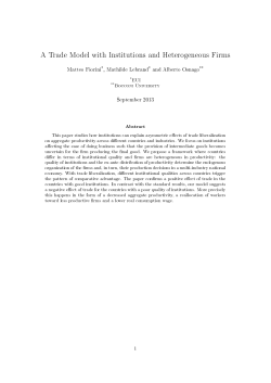 A Trade Model with Institutions and Heterogeneous Firms