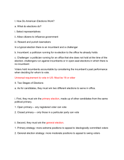 I. How Do American Elections Work? a. What do elections do? i