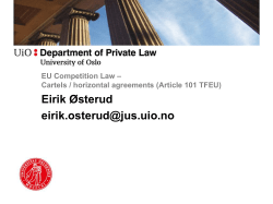 EU Competition Law &ndash; Cartels / horizontal agreements (Article