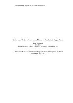Running Header: On the use of Hidden Information On the use of