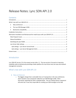 Lync SDN API 2.0 Release Notes