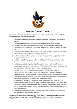 Coaches Code of Conduct - Wagga United Football Club