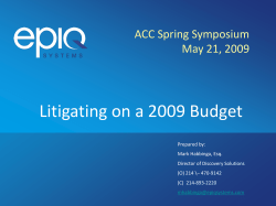 Litigating on a 2009 Budget - Association of Corporate Counsel