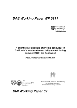 A Quantitative Analysis of Pricing Behavior In California`s Wholesale