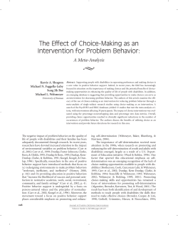 The Effect of Choice-Making as an Intervention for Problem Behavior