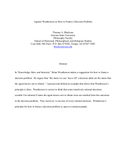Against Weatherson on How to Frame a Decision Problem Thomas