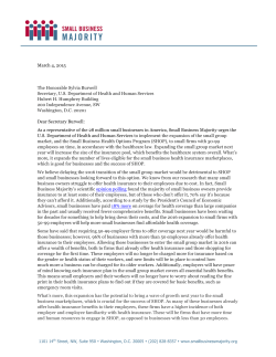 HHS letter on 2016 small group market 03.04.15