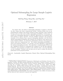 Optimal Subsampling for Large Sample Logistic Regression arXiv
