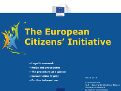 The European Citizens` Initiative Legal framework Rules
