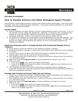 How to Handle Anthrax and Other Biological Agent Threats