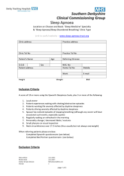 Sleep Apnoea - Derby Teaching Hospitals NHS Foundation Trust