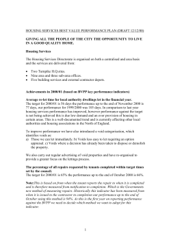 housing services best value performance plan