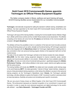 Gold Coast 2018 Commonwealth Games appoints Technogym as