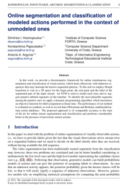 Online segmentation and classification of modeled actions