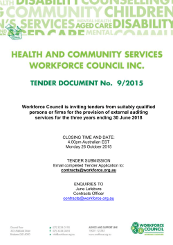 Tender &ndash; External Audit Services