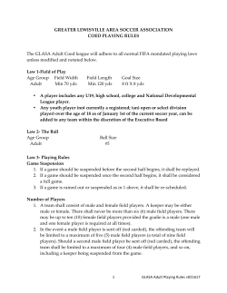 GREATER LEWISVILLE AREA SOCCER ASSOCIATION COED
