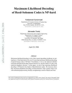 Maximum-Likelihood Decoding of Reed-Solomon Codes is NP-hard