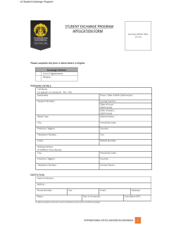 STUDENT EXCHANGE PROGRAM APPLICATION FORM
