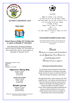 October`s Newsletter 2015 Diary Dates School Closes on Friday 23