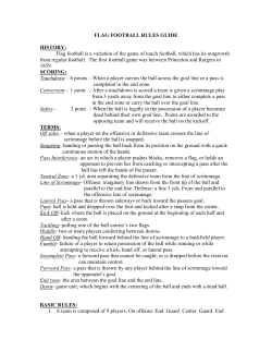 FLAG FOOTBALL RULES GUIDE HISTORY: Flag football is a