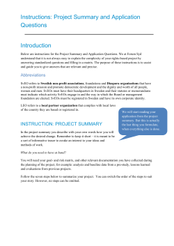 Instructions: Project Summary and Application Questions